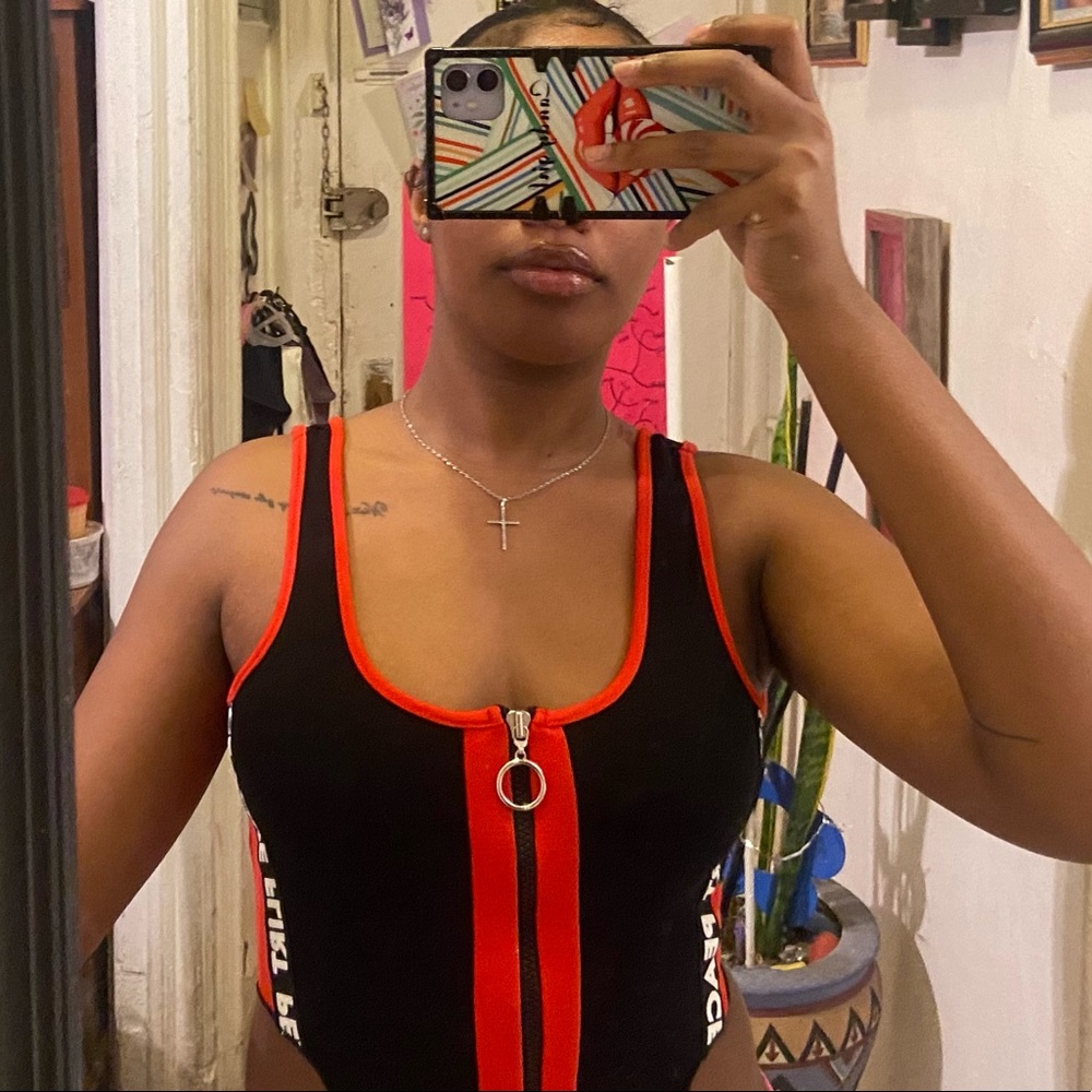 Black and Red Bodysuit